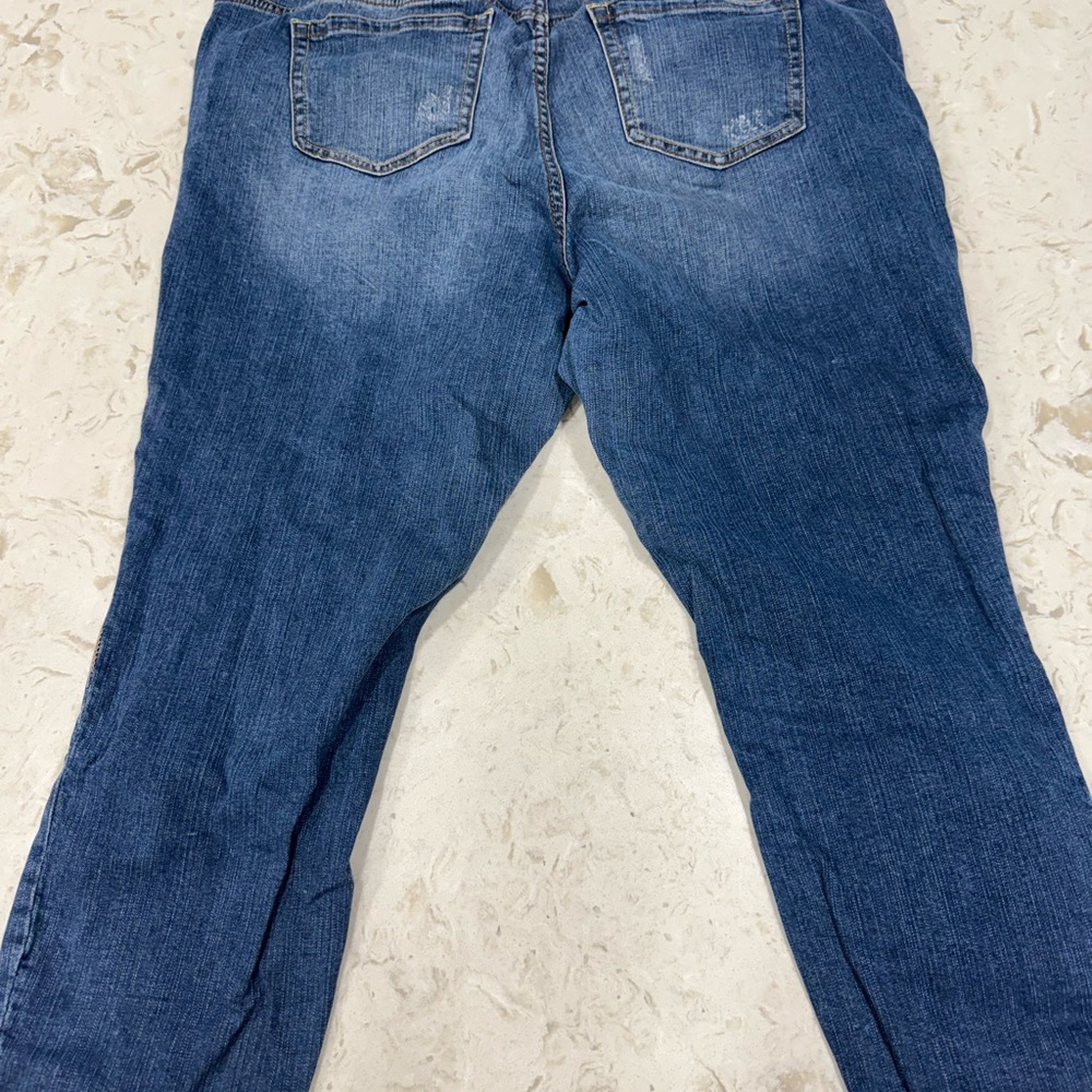 Torrid Medium Blue Distressed Button-Fly Capris - image 2